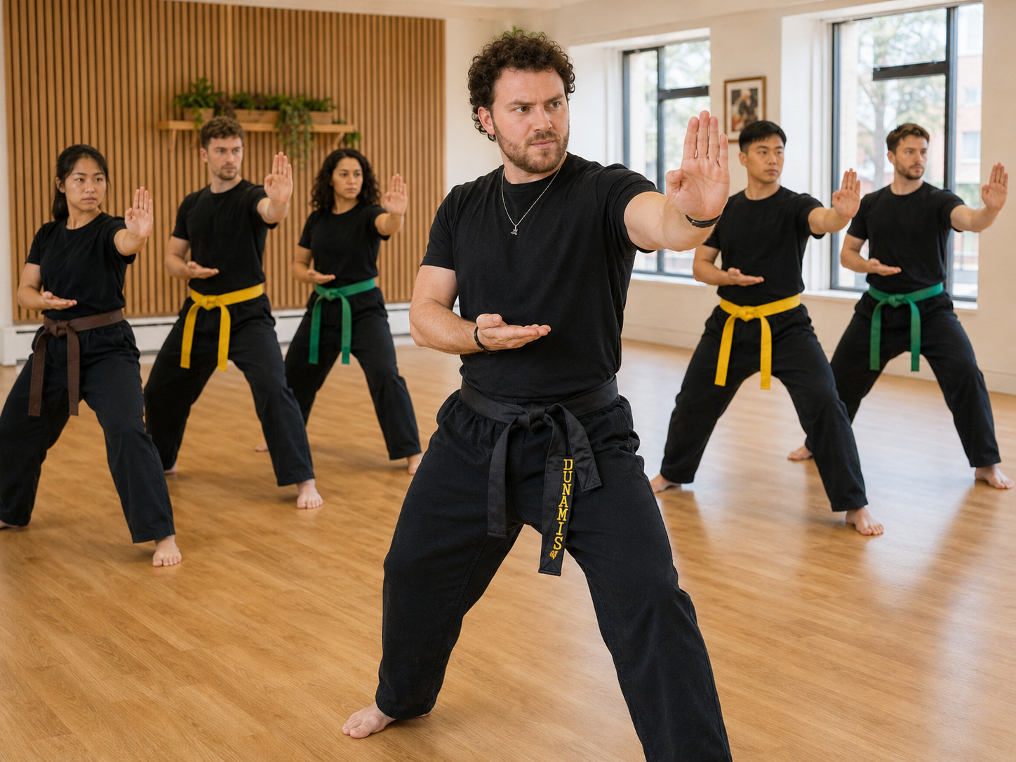 A Bamboo Studios martial arts class training together in Warwickshire